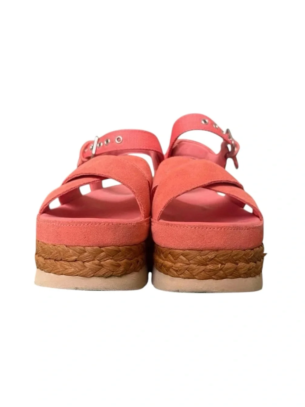 Ugg Aubrey Ankle Strap Platform Comfort Sandals Coral 9.5 Retro Boho Resort Chic
